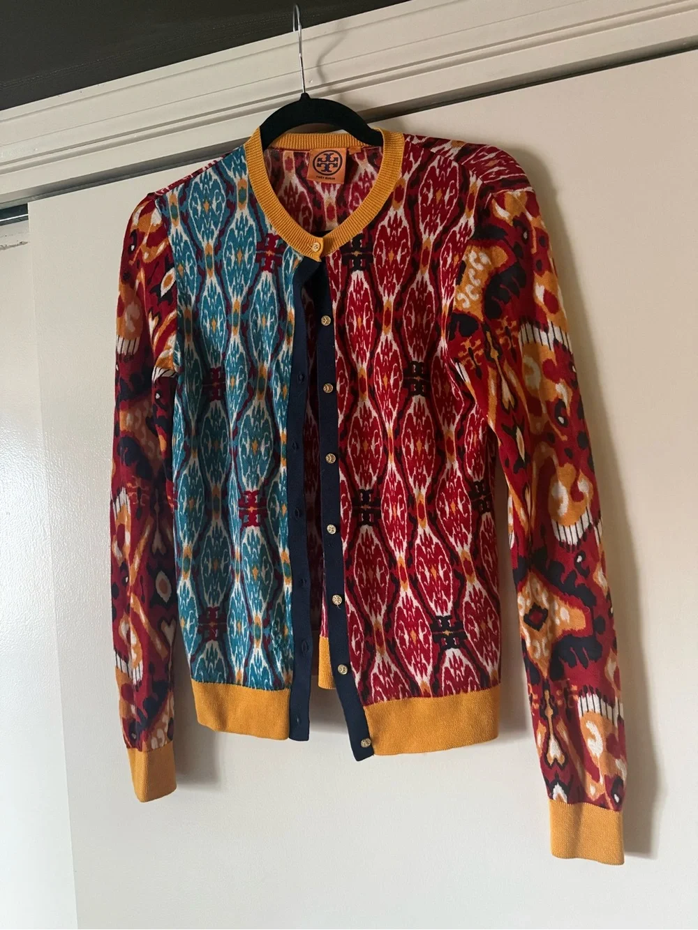 Tory Burch Multicolor Ikat Print Cardigan - merino wool